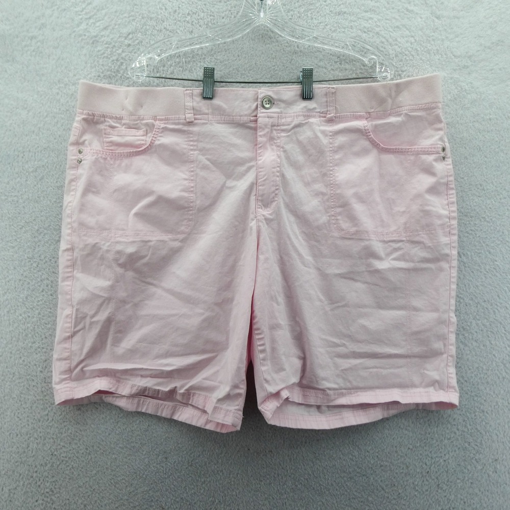 Gloria Vanderbilt Shorts Womens 22W Twenty Two Pink Bermuda Elastic Waist Cotton